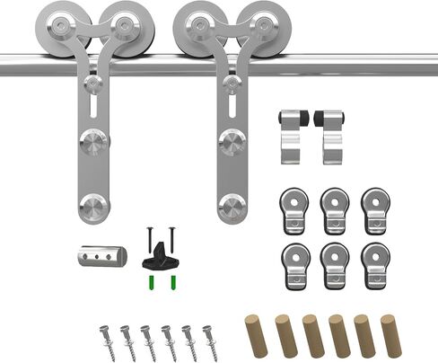 4FT Sliding Barn Door Hardware Kit, Stainless Steel Track for Single Door, Smoothly and Quietly, Fit 24" Door Panel(Y Shape Hanger) in Saudi Arabia