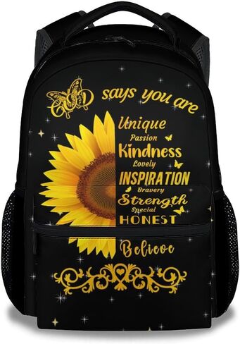 Kids School Backpack for Boys Girls, 16" Black Backpacks for School, Aesthetic Sunflower Pattern Large Capacity Bookbag for Preschool School in Saudi Arabia