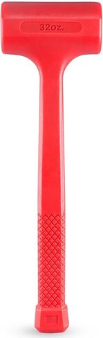 مطرقة نفخ ممتازة 2 رطل (32 أونصة) ومطرقة أحادية اللون، لون أحمر نيون | هيكل متين مصبوب من قطعة واحدة، قبضة مربعة | تصميم مقاوم للارتداد والشرارة، لا يتشوه ولا يسبب شرارة in Kuwait