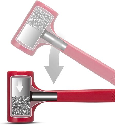 مطرقة نفخ ممتازة 2 رطل (32 أونصة) ومطرقة أحادية اللون، لون أحمر نيون | هيكل متين مصبوب من قطعة واحدة، قبضة مربعة | تصميم مقاوم للارتداد والشرارة، لا يتشوه ولا يسبب شرارة in Kuwait