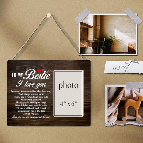 Best Bestie Gifts, Friendship Gifts From Women Friends, Soul Sister Gift, to My Bestie I Love You Wood Picture Frame Friendship Photo Frame for Tabletop or Wall Display (for 4x6 Photo) in Saudi Arabia