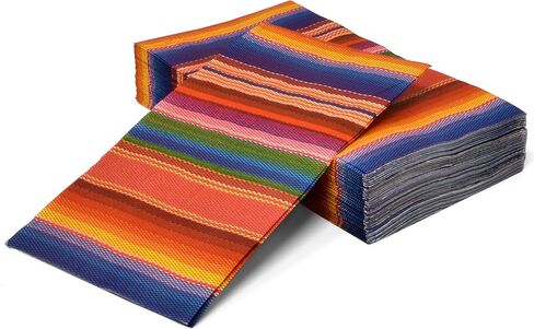 100 Mexican Serape Fiesta Guest Napkins Disposable Paper Colorful Striped Poncho Mexico Fiestas Dinner Hand Napkin Towel for Home Kitchen Bathroom Wedding BBQ Holiday Birthday Party Decorative Towels in Saudi Arabia