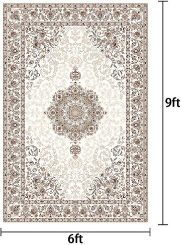 Area Rug - 6x9 Washable Bedroom Rug,Soft Non Slip Non-Shedding Kitchen Mat Indoor Accent Entry Carpet for Living Dining Playroom Nursery Camper (ZR1- Washed carpet-Red, 6'x9') in Saudi Arabia