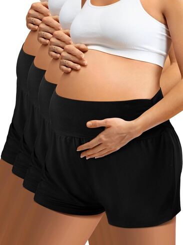 4 Pack Maternity Shorts Comfy Women Maternity Pajamas Clothes Sleep Shorts Lounge Shorts Pregnancy Workout Clothes in Saudi Arabia