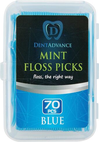Mint Dental Floss Picks - Easy Reach Back Teeth | Tooth Flossers |Pink, Mint Flavored, 70 ct, w/Travel Case in Saudi Arabia