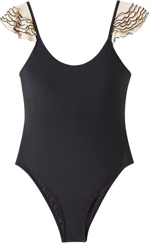 بدلة سباحة نسائية من قطعة واحدة برقبة واسعة من RELLECIGA مونوكيني مكشكش in Kuwait