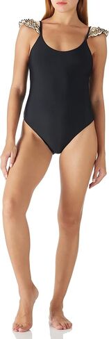 بدلة سباحة نسائية من قطعة واحدة برقبة واسعة من RELLECIGA مونوكيني مكشكش in Kuwait