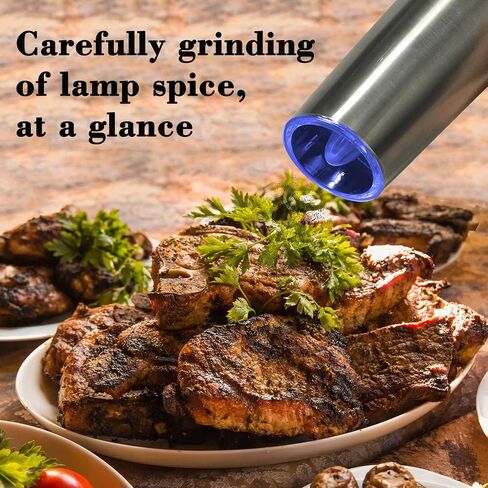 Gravity Electric Salt and Pepper Grinder, Automatic Pepper Grinder, Battery Powered LED Light with Adjustable Thickness-Black in Saudi Arabia