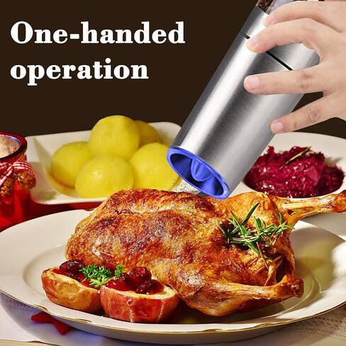 Gravity Electric Salt and Pepper Grinder, Automatic Pepper Grinder, Battery Powered LED Light with Adjustable Thickness-Black in Saudi Arabia