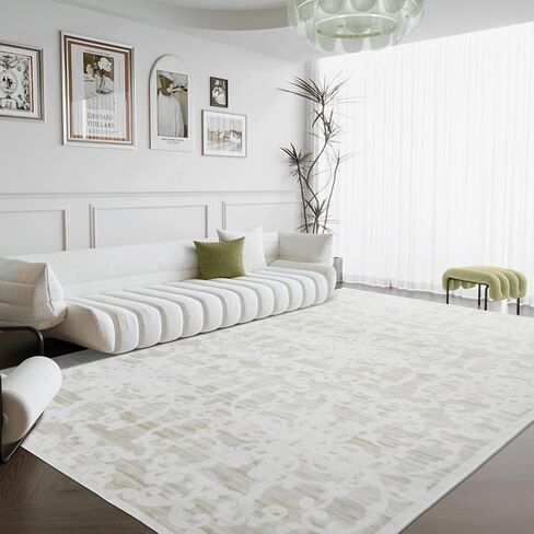 HOMBYS 8x10 ft Floral Area Rug for Living Room Bedroom, Large Non-Slip Boho Floor Carpet for Farmhouse Indoor Office Dining Room, Traditional Home Deco, Grey, Machine Washable in Saudi Arabia