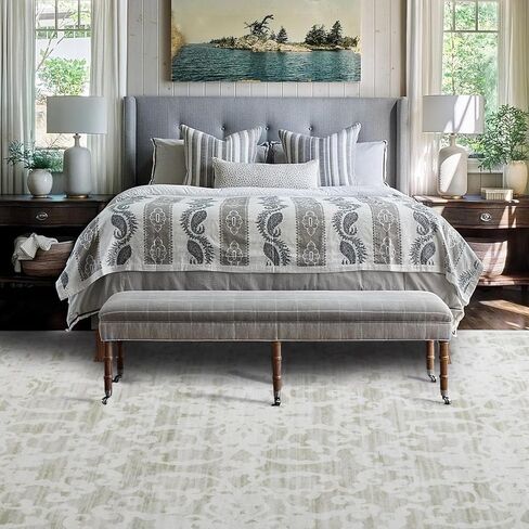 HOMBYS 8x10 ft Floral Area Rug for Living Room Bedroom, Large Non-Slip Boho Floor Carpet for Farmhouse Indoor Office Dining Room, Traditional Home Deco, Grey, Machine Washable in Saudi Arabia
