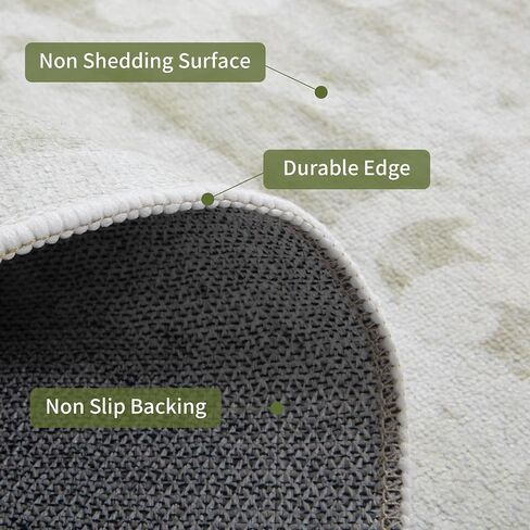 HOMBYS 8x10 ft Floral Area Rug for Living Room Bedroom, Large Non-Slip Boho Floor Carpet for Farmhouse Indoor Office Dining Room, Traditional Home Deco, Grey, Machine Washable in Saudi Arabia