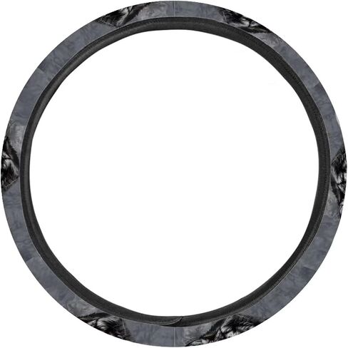 Gray Wolf Print Car Sheering Wheel Cover,15 Inch Non-Slip Auto Sheering Wrap Accessory Breathable Interior Decoration,Univeral Fit in Saudi Arabia