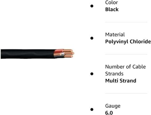 6/3 NM-B, Non-Metallic, Sheathed Cable, Residential Indoor Wire, Equivalent to Romex (100ft Cut) in Saudi Arabia