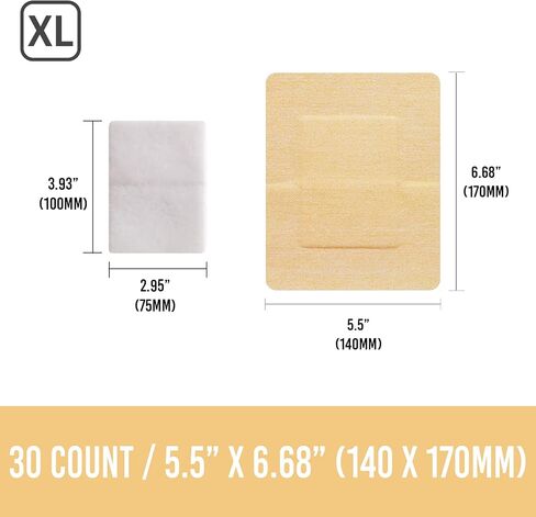 Latex-Free Bordered Gauze Pad Dressing Bandage Island Dressings 5.5x6.7" (30Ct) Beige - Individually Wrapped Large Wound Dressing First Aid Wound Care for Wounds Protection in Saudi Arabia