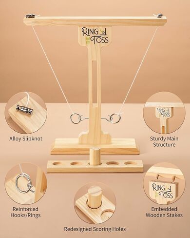 لعبة Ring Toss للبالغين، لعبة تجميع فورية لمدة 3 ثوانٍ مع هيكل قوي، مقاس XL (15.8 بوصة × 15 بوصة) ألعاب حفلات العطلات الداخلية والخارجية، ألعاب عائلية ممتعة للفناء الخلفي والتخييم والشاطئ in Saudi Arabia