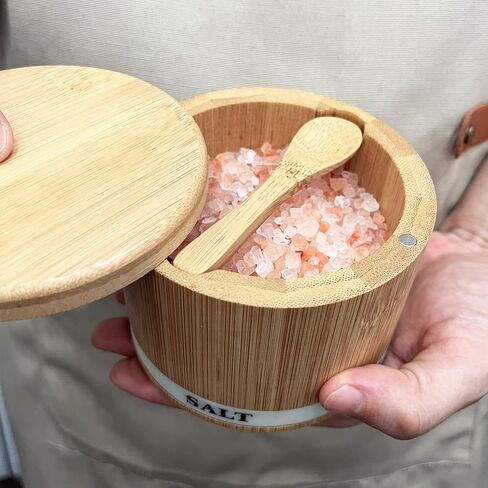 Bamboo Spoons, 2pcs Length 3.5 Inches, Suitable for 10Cm Diameter Salt Cellars, Paired with Thougrlyh Salt Box in Saudi Arabia