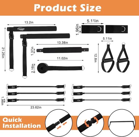 Pilates Bar Kit with Resistance bands,multi-purpose Pilates bar with metal adjusting clasp for Pilates exercises. Home gym Pilates Bar, Pilates Flexbands with door anchors for men and women in Saudi Arabia