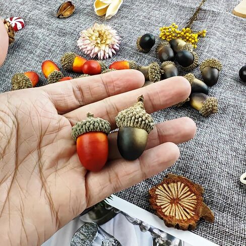TIHOOD 160PCS Artificial Acorns Bulk Small Fake Lifelike Simulation Acorn with Natural Cap for Crafts, Wedding, Home Vase Filler Decor in Kuwait