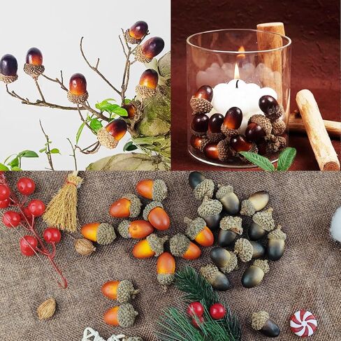TIHOOD 160PCS Artificial Acorns Bulk Small Fake Lifelike Simulation Acorn with Natural Cap for Crafts, Wedding, Home Vase Filler Decor in Kuwait