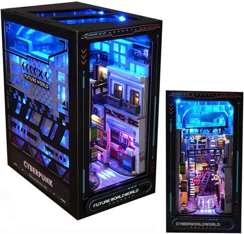 DIY Book Nook Kit 3D كتاب خشبي حامل لغز DIY Miniature House Kit كتاب Nook نموذج بناء عدة مع أضواء DIY بيت الدمية مجموعات للبالغين (بالقرب من المستقبل BookNook) in Saudi Arabia