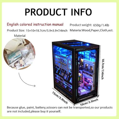 DIY Book Nook Kit 3D كتاب خشبي حامل لغز DIY Miniature House Kit كتاب Nook نموذج بناء عدة مع أضواء DIY بيت الدمية مجموعات للبالغين (بالقرب من المستقبل BookNook) in Saudi Arabia
