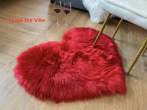 Thick Soft Fluffy Heart Shaped Rug, Faux Sheepskin Fur Rug, 2.3X3 Feet Shaggy Area Rugs for Bedroom, Living Room, Sofa, Floor Mat (Barn Red) in Saudi Arabia