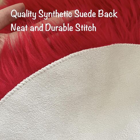 Thick Soft Fluffy Heart Shaped Rug, Faux Sheepskin Fur Rug, 2.3X3 Feet Shaggy Area Rugs for Bedroom, Living Room, Sofa, Floor Mat (Barn Red) in Saudi Arabia