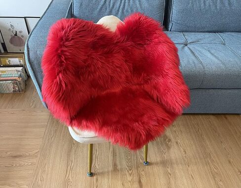 Thick Soft Fluffy Heart Shaped Rug, Faux Sheepskin Fur Rug, 2.3X3 Feet Shaggy Area Rugs for Bedroom, Living Room, Sofa, Floor Mat (Barn Red) in Saudi Arabia