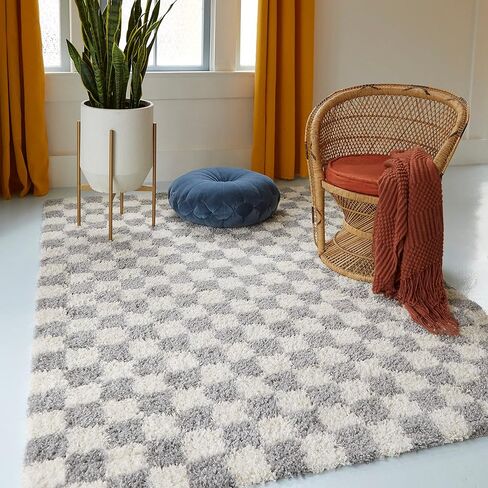 سجادة Balta Rugs Oslo Checkered Shag، رمادية، 5' 3" × 7' in Kuwait