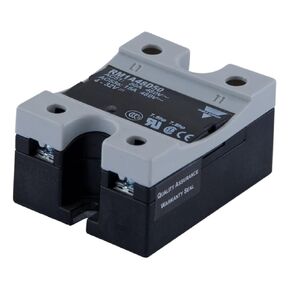 CARLO GAVAZZI RM1A23D50 Hockey Puck, Solid State Relay, Maximum 50 amp AC Switching, Up to 3 hp Rated, 3-32 VDC Control Voltage, 24-265 VAC Switching, 650 Vp Blocking Voltage, IP20 Cover, Diagnostic LED, 2.4 oz. Size, 35 mm Height x 65 mm Width x 50 mm Di