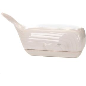 Nautical Whale Glossy White 9 x 4 Ceramic Butter Dish With Lid