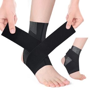 Ankle Brace Plantar Fasciitis Relief with Strong Compression Strap and Stabilizers for Achilles Tendonitis Sprained Ankle, Ankle Support for Volleyball, Running, Basketball