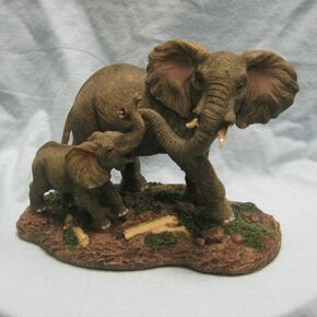 StealStreet SS-G-54137 Gray Elephants Mother & Child Playing with Trunks Figurine, 6.5"