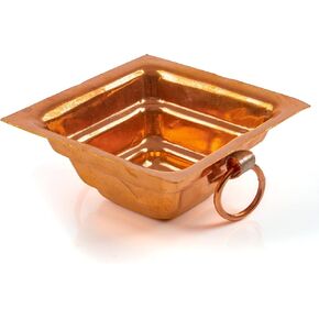 Copper Hawan Homa Yagya Kund Aahuti Patra Indian Traditional Religious Agnihotra Havan Kund Yajna for Temple Home Hindu Navratri Puja Item Festivals Pooja Essential and Gifting (Copper- 4"x4")