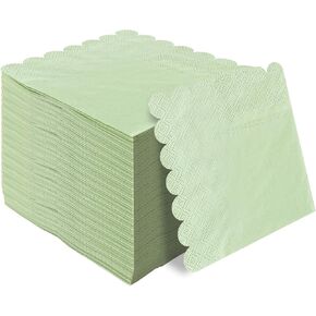 HEIPINIUYE 50 Pieces 3-ply Light Blue Napkin Disposable Scalloped Cocktail Napkins Beverage Napkins Dessert Napkins Paper Napkins for Wedding Birthday Party Paper Dinner Napkins