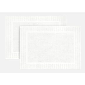 100% Cotton Bath Mats | 700 GSM | Towel Bath Mat for Floors| Washable Bath Mat Set| Cotton Bath Rugs| Cotton Shower Floor Mat|22x34 Inches| Pack of 2 | White