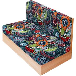 Rv Dinette Cushion Covers, Printed Camper Dinette Cushion Covers Stretch, Camper Seat Covers Dinette Booth, Washable Cushion Slipcovers for RV Camper Car Bench Seats（Paisley Pattern, 2 Sets）
