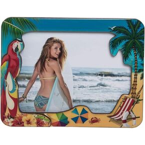 Beachcombers 5 X 7 Resin Parrot Beach Picture Frame Wood Composite Home Decor Tropical Beach Coastal Palm Tree 7.87 X 0.47 X 5.91 Multi