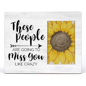 Going Away Wood Picture Frame Gift, These People are Going to Miss You Like Crazy Wooden Photo Frame Gifts for Retirement New Job Leaving, Tabletop and Wall Mounting, Display Photo 4x6 Inch