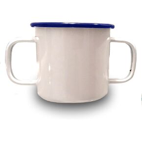 Two-Handled Steel 16 Ounce Cup for Easy Drinking with Essential Tremors and Arthritis