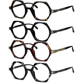 Eyekepper 4 Packing Small Vintage Reading Glasses for Women - Retro Reading Eyeglasses Mini Odd Readers Men