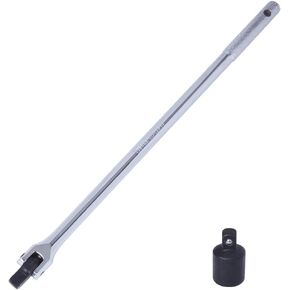 18Inch 1/2 3/8 Breaker Bar 180 Degree Rotatable Breaker Bar 1/2 Drive, Breaker Bar Set With 1/2 to 3/8 Adapter for breaking rusted, stubborn, stuck nuts and bolts
