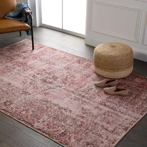 Jaipur Living, Machine Washable 2x10 Runner Rug, Boho Rose/Maroon Hallway Rug