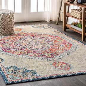 JONATHAN Y BMF101A-8 Bohemian FLAIR Boho Vintage Medallion Cream/Orange 8 ft. x 10 ft. Area Rug Vintage, Bohemian, Traditional, Perfect for Home, Living Room, Kitchen, Bedroom