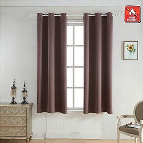 Inherent Flame Retardant Thermal Insulated Blackout Curtain Brown Curtains Room Darkening, Brown, 42W by 63L inch, 1 Panel…