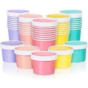 MATICAN Paper Ice Cream Cups with Lids, 40-Pack 9-Oz Soup Cups with Lids, Disposable Ice Cream Containers, 9-Ounce, 5 Pastel