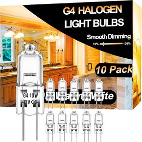 G9 Halogen Bulb 60 Watt-10 Pack Long Lasting G9 Bulb 60W 120V, Halogen Bulbs 2 Pin G9 Dimmable 2800K Warm White, High Output G9 Light Bulb 60W with G9 Base for Chandelier,Range Hood Light