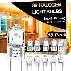 G9 Halogen Bulb 60 Watt-10 Pack Long Lasting G9 Bulb 60W 120V, Halogen Bulbs 2 Pin G9 Dimmable 2800K Warm White, High Output G9 Light Bulb 60W with G9 Base for Chandelier,Range Hood Light