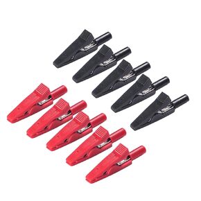 can connect 2mm Banana Jack Test Probe & 2mm Banana Plug 10pcs Full Insulated Safety Mini Test Alligator Clips Crocodile Clamps Jaws for electrical laboratory measuring red black